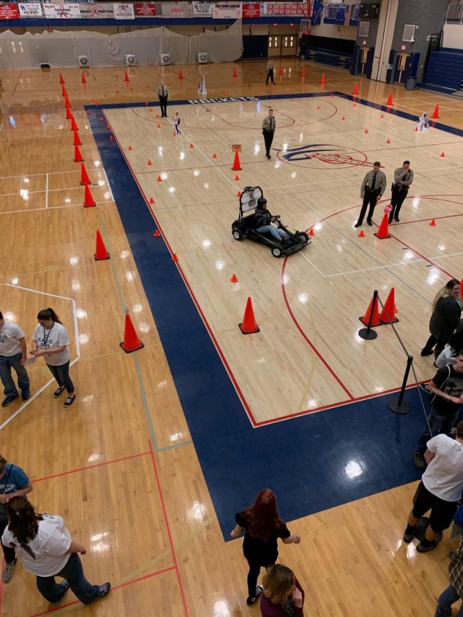 Students had the opportunity to practice driving safely with the cones. 